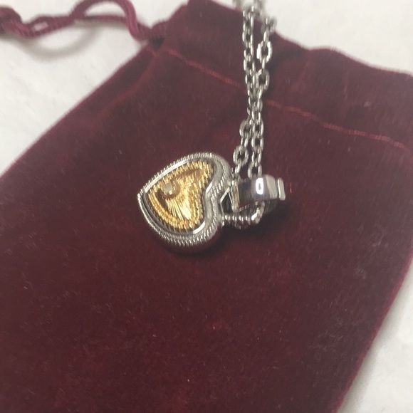 Silver and gold tone with white sapphire heart - Picture 5 of 8